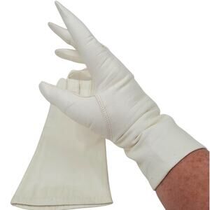 Vintage White Italian Leather‎ Ladies Wrist Length Shorties Lined Dress Gloves